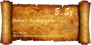 Behal Szergiusz névjegykártya